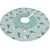 Simpáticos muñecos de nieve sobre fondo rayado ブラッシュドポリエステルツリースカート (アングル)