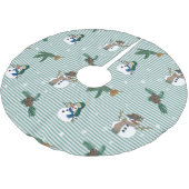 Simpáticos muñecos de nieve sobre fondo rayado ブラッシュドポリエステルツリースカート (アングル)