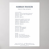 Simpel、モダンプロフェッショナル、サロン、価格表 ポスター (正面)