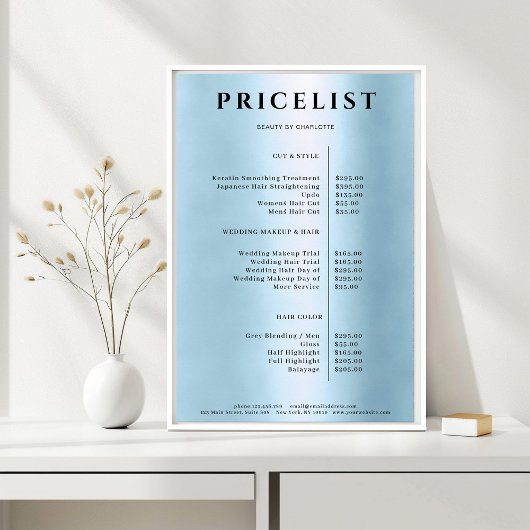 Simpel モダン Blueサロン価格表 ポスター