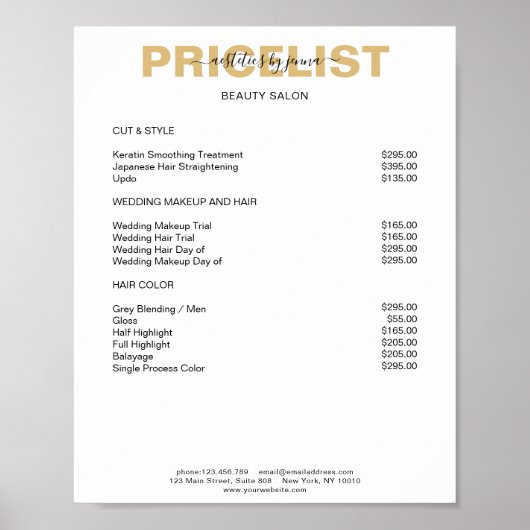 Simpel モダン Preislistenポスター ポスター (正面)