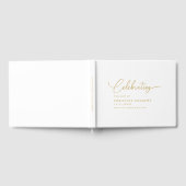 Simpel "ライフのお祝い"スクリプトフォント、白 ゲストブック (全面)