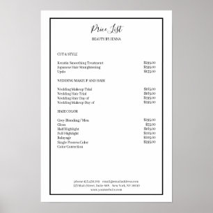 Simpel White Black Price List ポスター