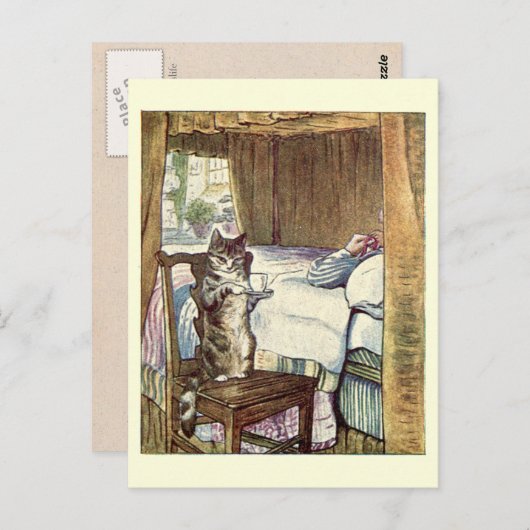 Simpkin the Cat Serves Tea - Beatrix Potter ポストカード (正面/裏面)