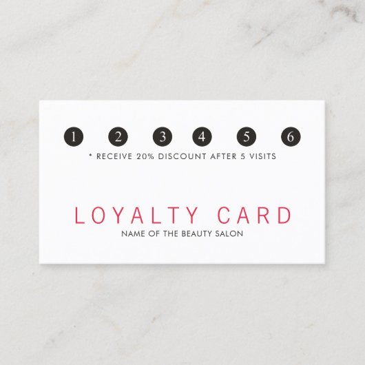 Simpla赤エレガント白美しいサロンロイヤリティ ロイヤリティカード (正面)