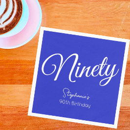 Simple モダン Script 王室の Blue 90th誕生日 スタンダードカクテルナプキン
