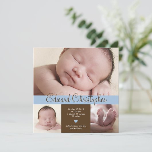 Simple 大切 Birth Announcement -青 案内状 (スタンド正面)