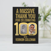 Simple 100th birthday photo black and gold  サンキューカード (スタンド正面)