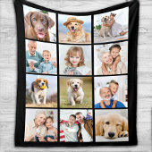 Simple 12 Photo Collage Family Friends Pets フリースブランケット