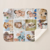 Simple 12 Picture Family Friends Pets Dog Collage シェルパブランケット (正面(横))