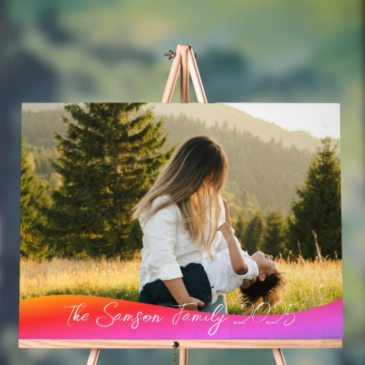 Simple 1 Photo Full Coverage - Script Text Overlay アクリルサイン (ニュートラル)