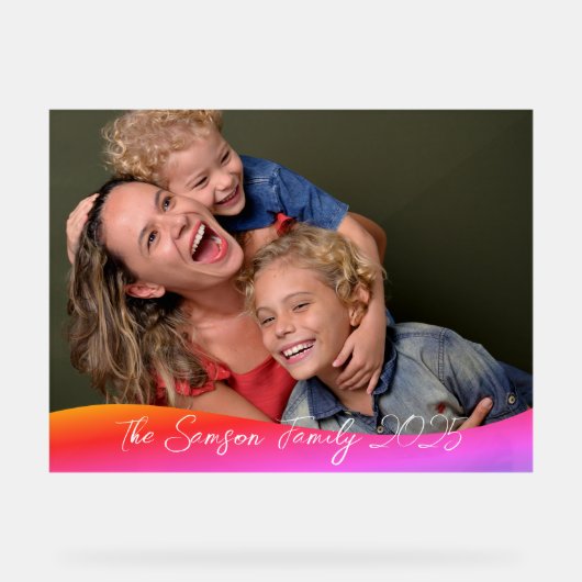 Simple 1 Photo Full Coverage - Script Text Overlay アクリルサイン (正面)