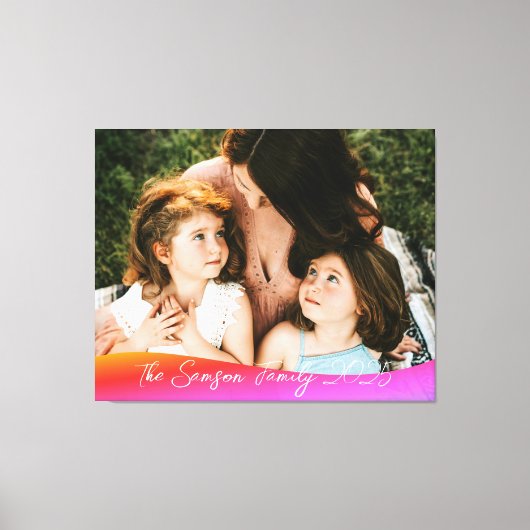 Simple 1 Photo Full Coverage - Script Text Overlay キャンバスプリント (正面)