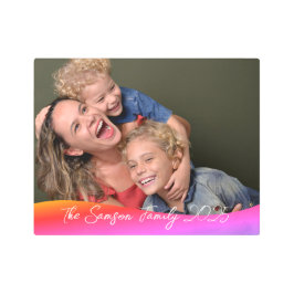 Simple 1 Photo Full Coverage - Script Text Overlay メタルプリント