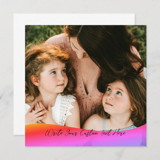 Simple 1 Photo Full Coverage - Script Text Overlay 招待状 (正面/裏面)