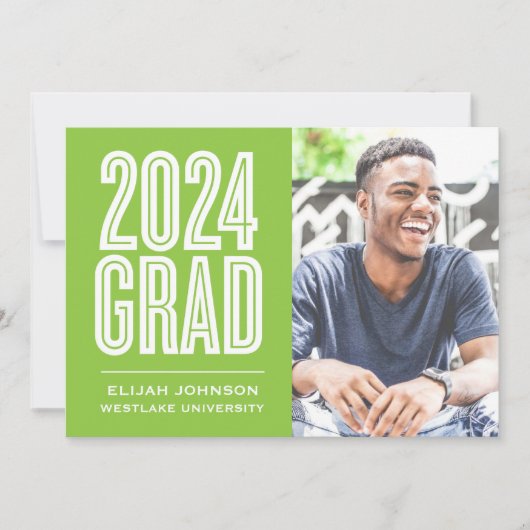 SIMPLE 2024はっきりした GRAD写真卒業招待状 招待状 (正面)