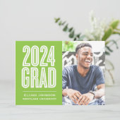 SIMPLE 2024はっきりした GRAD写真卒業招待状 招待状 (スタンド正面)