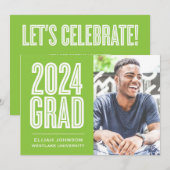 SIMPLE 2024はっきりした GRAD写真卒業招待状 招待状 (正面/裏面)