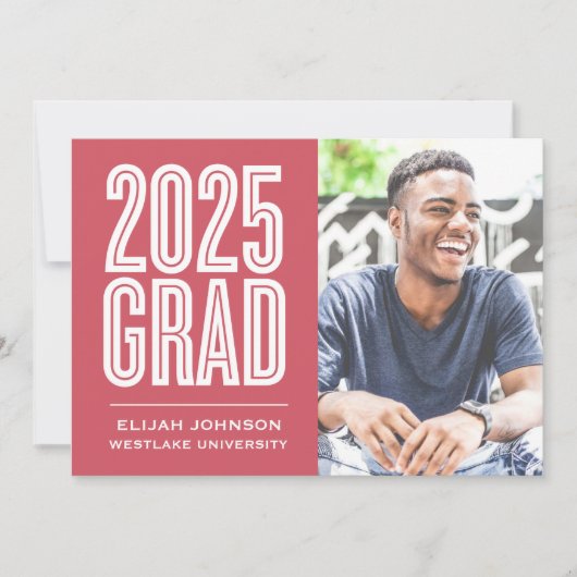 SIMPLE 2025はっきりした GRAD写真卒業招待状 招待状 (正面)