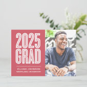 SIMPLE 2025はっきりした GRAD写真卒業招待状 招待状 (スタンド正面)