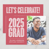 SIMPLE 2025はっきりした GRAD写真卒業招待状 招待状 (正面/裏面)