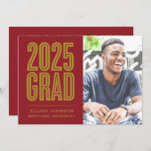 SIMPLE 2025はっきりした GRAD写真卒業招待状 招待状 (正面/裏面)