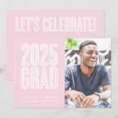 SIMPLE 2025はっきりした GRAD写真卒業招待状 招待状 (正面/裏面)