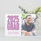 SIMPLE 2025はっきりした GRAD写真卒業招待状 招待状 (スタンド正面)