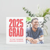 SIMPLE 2025はっきりした GRAD写真卒業招待状 招待状 (スタンド正面)
