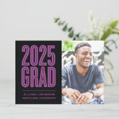 SIMPLE 2025はっきりした GRAD写真卒業招待状 招待状 (スタンド正面)