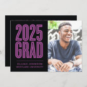 SIMPLE 2025はっきりした GRAD写真卒業招待状 招待状 (正面/裏面)