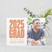 SIMPLE 2025はっきりした GRAD写真卒業招待状 招待状 (スタンド正面)
