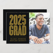 SIMPLE 2025はっきりした GRAD写真卒業招待状 招待状 (正面/裏面)