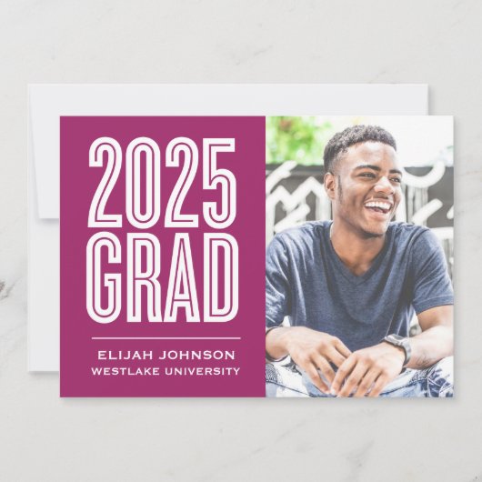 SIMPLE 2025はっきりした GRAD写真卒業招待状 招待状 (正面)