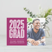 SIMPLE 2025はっきりした GRAD写真卒業招待状 招待状 (スタンド正面)