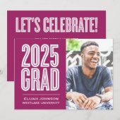 SIMPLE 2025はっきりした GRAD写真卒業招待状 招待状 (正面/裏面)