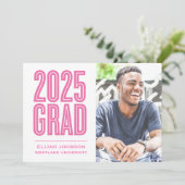 SIMPLE 2025はっきりした GRAD写真卒業招待状 招待状 (スタンド正面)
