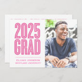 SIMPLE 2025はっきりした GRAD写真卒業招待状 招待状 (正面/裏面)