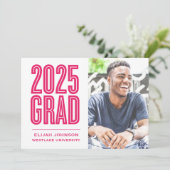 SIMPLE 2025はっきりした GRAD写真卒業招待状 招待状 (スタンド正面)