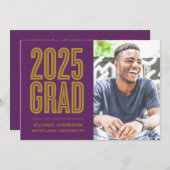 SIMPLE 2025はっきりした GRAD写真卒業招待状 招待状 (正面/裏面)