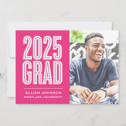 SIMPLE 2025はっきりした GRAD写真卒業招待状 招待状 (正面)