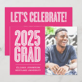 SIMPLE 2025はっきりした GRAD写真卒業招待状 招待状 (正面/裏面)