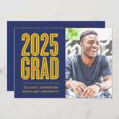 SIMPLE 2025はっきりした GRAD写真卒業招待状 招待状 (正面/裏面)