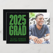 SIMPLE 2025はっきりした GRAD写真卒業招待状 招待状 (正面/裏面)