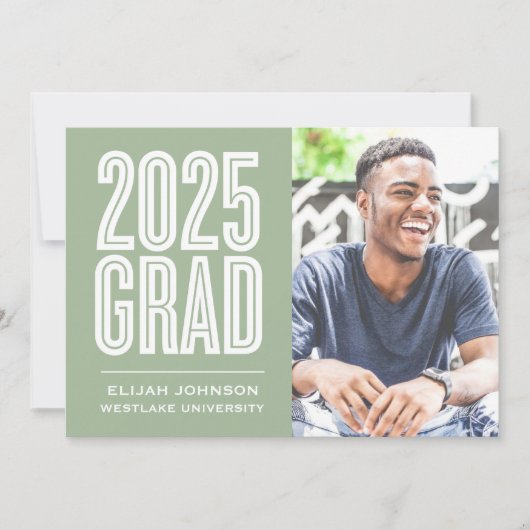 SIMPLE 2025はっきりした GRAD写真卒業招待状 招待状 (正面)