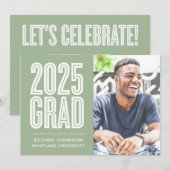 SIMPLE 2025はっきりした GRAD写真卒業招待状 招待状 (正面/裏面)