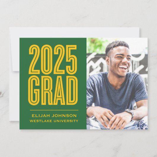 SIMPLE 2025はっきりした GRAD写真卒業招待状 招待状 (正面)