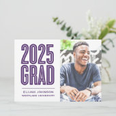 SIMPLE 2025はっきりした GRAD写真卒業招待状 招待状 (スタンド正面)