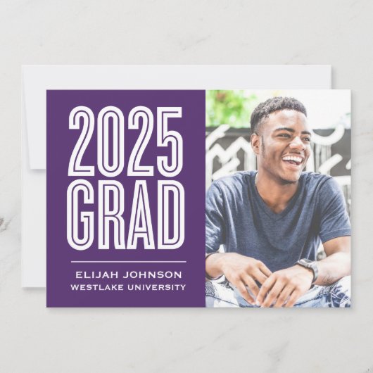 SIMPLE 2025はっきりした GRAD写真卒業招待状 招待状 (正面)