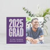 SIMPLE 2025はっきりした GRAD写真卒業招待状 招待状 (スタンド正面)